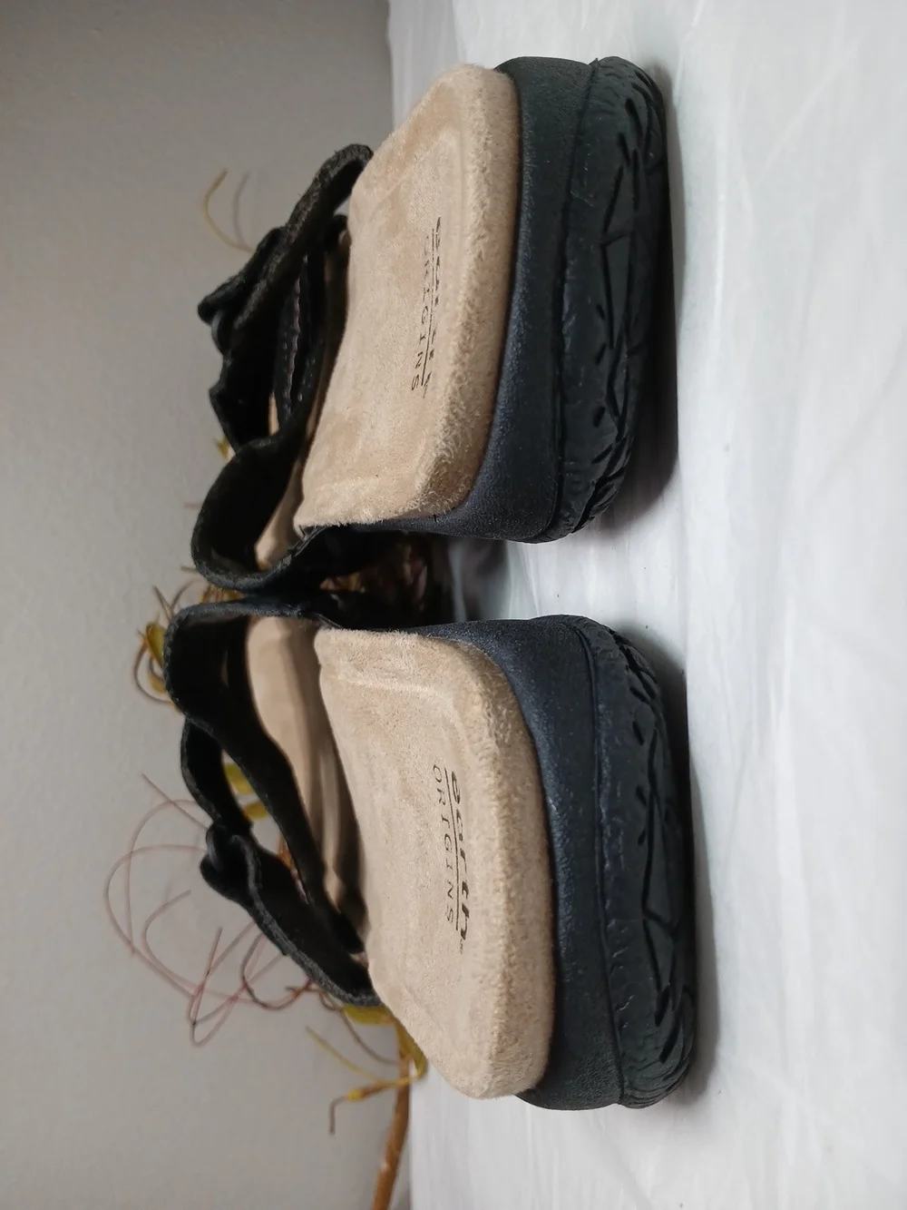 Earth Origins Black Suede Slide Sandals
